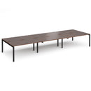 Dams Adapt Triple Back-to-Back desks with 800mm depth in walnut finish, showing sleek workspace with modern design