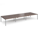 Dams Adapt Triple Back-to-Back Desks in walnut finish, 800mm deep, showing sleek workspace with wood grain and modern design.