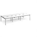 Dams Adapt Triple Back to Back Desks in white and black, 800mm deep, showing a modern office workspace with sleek design.
