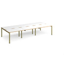Dams Adapt Triple Back to Back Desks in white with oak finish, 800mm deep, showing a modern workspace setup with interconnected desks