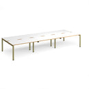 Dams Adapt Triple Back to Back desks in white and oak with 800mm depth, featuring sleek modern office workstation design.