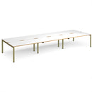 Dams Adapt Triple Back to Back desks in white and oak with 800mm depth, featuring a modern office workspace setup.