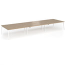 Dams Connex Plus Angled Triple Back To Back Desk in Kendal Oak wood finish, showcasing the modern office workspace design.