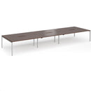 Dams Connex Plus Goal-Post Triple Back-to-Back Desk in walnut wood finish, featuring modern design and sturdy construction.