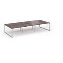 Dams Connex Plus O Frame Triple Back To Back Desk in walnut wood with sleek, modern design for office workspace.