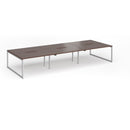 Walnut Dams Connex Plus O Frame Triple Back-to-Back Desk with spacious workspace and modern office design.