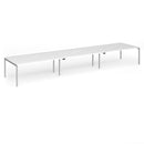 White Connex Plus Slimline Triple Back-to-Back Desk Goal-Post from Dams, featuring a sleek, modern design for office or workspace.