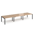 Dams Adapt Triple Back to Back Desks in beech finish, 600mm deep, showing the wood grain and desk arrangement for office workspace.