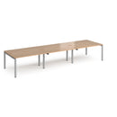 Dams Adapt Triple Back to Back Desks in beech wood, 600mm deep, showing a modern office workspace with connected desks