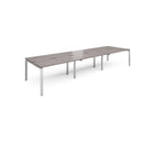 Dams Adapt Triple Back-to-Back desks in grey oak finish, 600mm deep, with sleek modern workspace design.