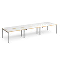 Dams Adapt Triple Back-to-Back Desks with white and oak finish, 600mm deep, featuring modern work surface and sturdy frame