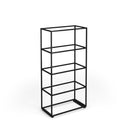 Dams Flux Modular Storage Double Unit with two black metal shelves and wooden top surface, versatile storage solution.