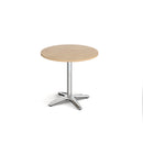 Dams Roma circular dining table with 4-leg chrome base, 800mm diameter, showcasing a sleek modern design.