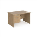 Dams Maestro 25 straight desk with fixed 2-drawer pedestal, panel end leg, 800mm deep, modern office workspace setup