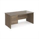 Dams Maestro 25 straight desk with 800mm depth, fixed two-drawer pedestal, and panel end leg in modern office setting.