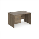 Dams Maestro 25 straight office desk with 800mm depth, fixed 2-drawer pedestal, and panel end leg in a modern workspace setting