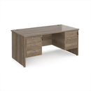 Dams Maestro 25 straight desk with beech finish, 800mm deep, featuring two fixed 3-drawer pedestals and panel end legs.