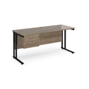 Dams Maestro 25 straight desk with 600mm depth, fixed two-drawer pedestal, and cantilever legs, shown from front angle.