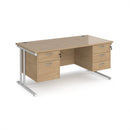 Dams Maestro 25 straight desk with 800mm depth, fixed 2 and 3 drawer pedestals, cantilever legs, white finish, modern office furniture
