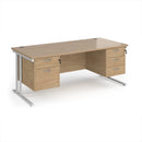 Dams Maestro 25 straight desk with cantilever legs, 800mm deep, featuring fixed 2 and 3 drawer pedestals for workspace organization
