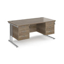 Dams Maestro 25 straight desk with 800mm depth, two fixed 3-drawer pedestals, cantilever legs, and sleek modern design.