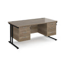 Dams Maestro 25 straight office desk with two fixed 3-drawer pedestals and cantilever legs, 800mm deep, in a modern workspace setting.