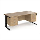Dams Maestro 25 straight desk with 800mm depth, two fixed 3-drawer pedestals, and cantilever legs in a modern office setting.