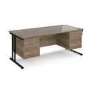 Dams Maestro 25 straight desk with 800mm depth, two fixed 3-drawer pedestals, cantilever legs, and sleek office design.