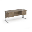 Dams Maestro 25 straight desk with 1600x600mm surface, two fixed 2-drawer pedestals, and cantilever legs in a modern office setting.