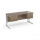 Dams Maestro 25 straight desk with 1600x600mm surface, two fixed 2-drawer pedestals, and cantilever legs in a modern office setting