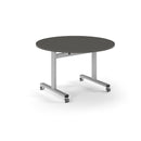 Dams Pro Flip Circular Table 1200mm with white laminate surface and metal base, designed for versatile office or conference use.