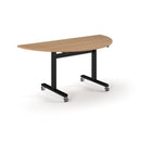 Dams Pro Flip Semi-Circular Table 1600x800mm with black top and silver legs, designed for versatile office or conference use.