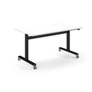 Dams Pro Flip Table 1400 x 800mm with white surface and black legs, designed for versatile workspace or presentation setups.