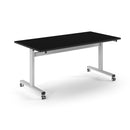 Dams Pro Flip Table with 1600 x 800mm white top and black frame, featuring a foldable design for versatile workspace setup.