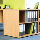 Dams Deluxe Desk High Bookcase with 600mm depth, featuring multiple shelves and a sleek wood finish for office storage.