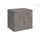 Dams Deluxe Double Door Desk High Cupboard with 600mm depth, featuring storage shelves and a sleek wooden finish.
