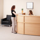 Dams Denver Reception 45° curved base unit with sleek design, featuring smooth surface and modern office furniture style.