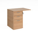 Dams desk high 3-drawer pedestal with 600mm depth and 800mm flyover top, showing a modern office storage unit with drawers and top surface.