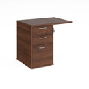 Dams desk high 3-drawer pedestal with 600mm depth and 800mm flyover top, showing the metal handles and smooth finish.