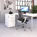 Dams high desk pedestal with three drawers and 800mm flyover top, white finish, 600mm deep, designed for office workspace storage