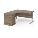 Dams Maestro 25 ergonomic desk with matching high pedestal, 1400mm length, modern office workspace setup, natural wood finish