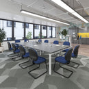 Dams Adapt rectangular boardroom table with two cut-outs in beech wood, showcasing a sleek, modern office conference table design.
