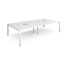 White Adapt Rectangular Boardroom Table by Dams with two cut-outs for cable management, ideal for office conference rooms.