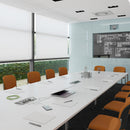 Dams Adapt rectangular boardroom table in white with two cut-outs, designed for conference and meeting room settings.