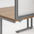 Pair of Dams black aluminium framed screen brackets designed to attach to the back of a desk for added support and stability.