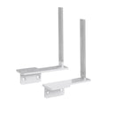 Pair of Dams aluminium framed screen brackets designed to fit on desk return, providing sturdy support for screens.