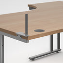 Pair of Dams aluminium framed screen brackets designed to fit on desk return for secure monitor support.