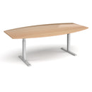 Dams Elev8 Touch Radial Boardroom Table 2400mm in beech wood with a sleek black finish, ideal for professional conference rooms.