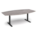 Dams Elev8 Touch Radial Boardroom Table 2400mm in Grey Oak finish, showcasing the sleek, modern design and smooth surface.