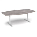 Dams Elev8 Touch Radial Boardroom Table 2400mm in grey oak finish, showcasing the sleek, modern design and rounded edges.
